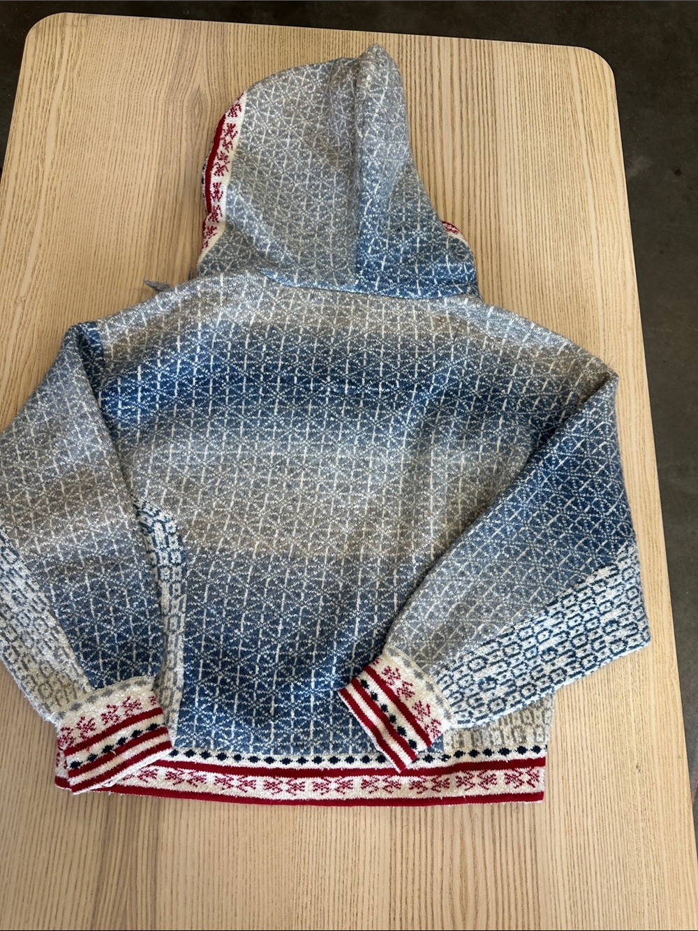 Pilcro Blue and Red Patterned Hooded Sweater - Picture 5 of 5